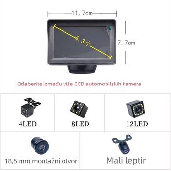 4,3-inčni auto LCD zaslon s HD kamerom za vožnju unatrag za mala vozila i kamione