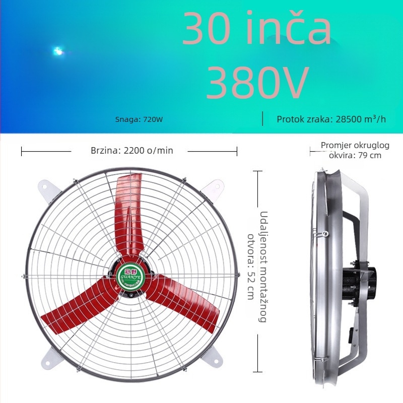 Industrijski ispušni ventilator visokog kapaciteta, tih, za kuhinjsku ventilaciju visokog protoka