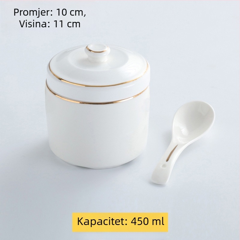 Keramična posuda za vodnu kupelj s zlatnim rubom, dvostrukim poklopcem i dvostrukim ručkama, zdjela za bird's nest i parjena jaja, za kućnu upotrebu