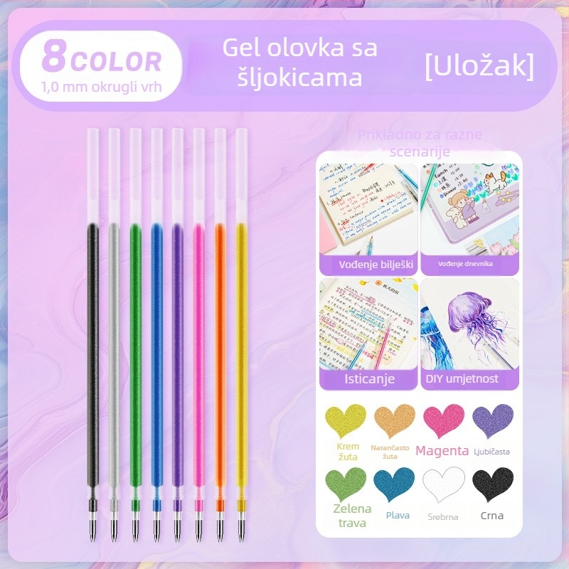 Touchmark gel pero s glitterom za DIY graffiti, dnevnik i crtanje, za učenike