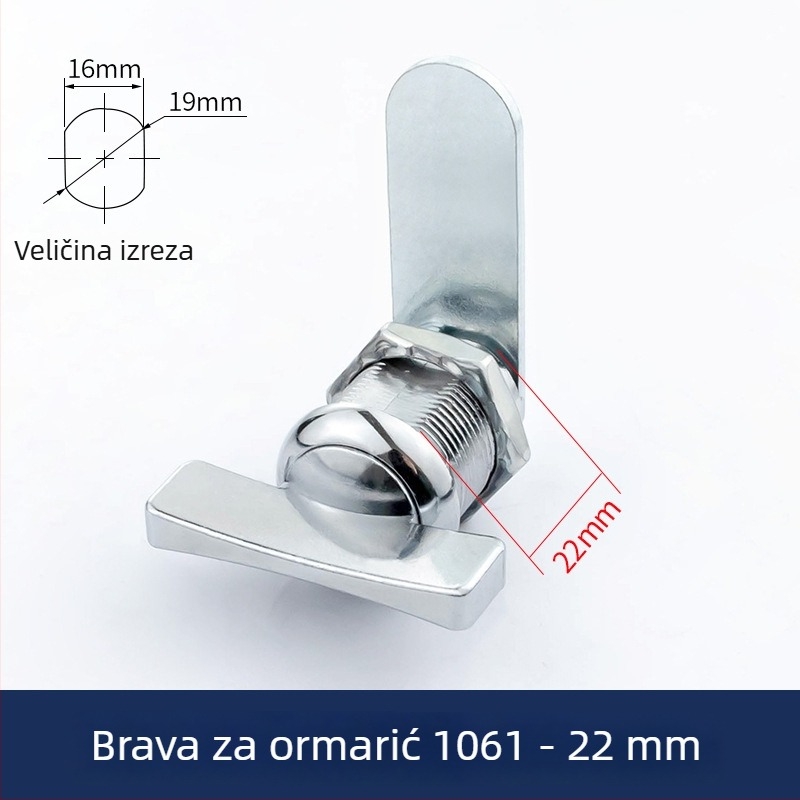 Brava bez ključa za ormar s ravnom ručkom, okretom jezika i prekidačem s gumbom