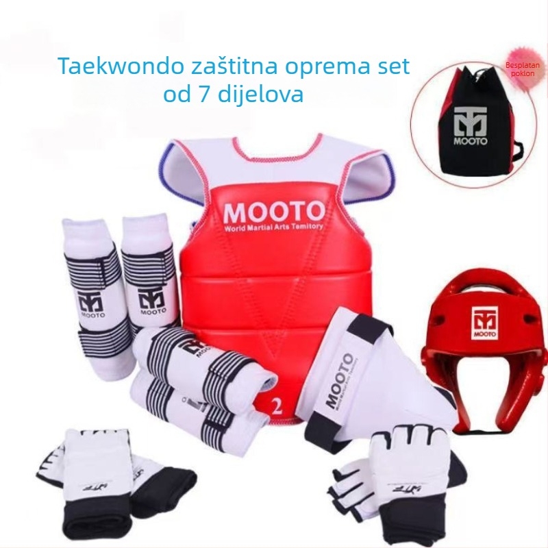 Taekwondo zaštitna oprema za djecu – set od 5 ili 8 komada s zaštitama za glavu, struk, lakat, potkoljenicu, rame, koljeno i gležanj