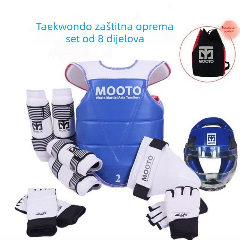 Taekwondo zaštitna oprema za djecu – set od 5 ili 8 komada s zaštitama za glavu, struk, lakat, potkoljenicu, rame, koljeno i gležanj