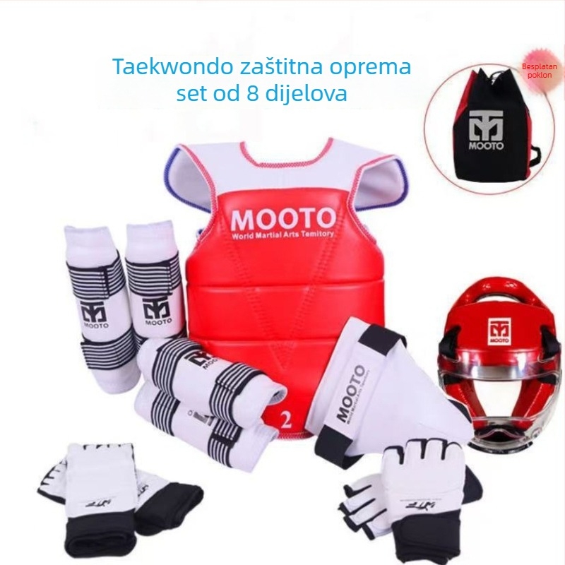 Taekwondo zaštitna oprema za djecu – set od 5 ili 8 komada s zaštitama za glavu, struk, lakat, potkoljenicu, rame, koljeno i gležanj