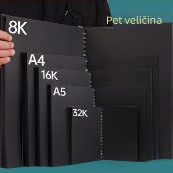 Otklopni foto-album s odvojivim listovima, A4 crne stranice, 16K ručno oslikane crne unutarnje stranice, DIY prstenasti povez, A5 foto-album za uspomene.