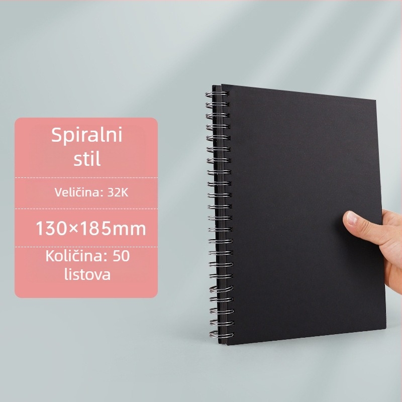 Otklopni foto-album s odvojivim listovima, A4 crne stranice, 16K ručno oslikane crne unutarnje stranice, DIY prstenasti povez, A5 foto-album za uspomene.