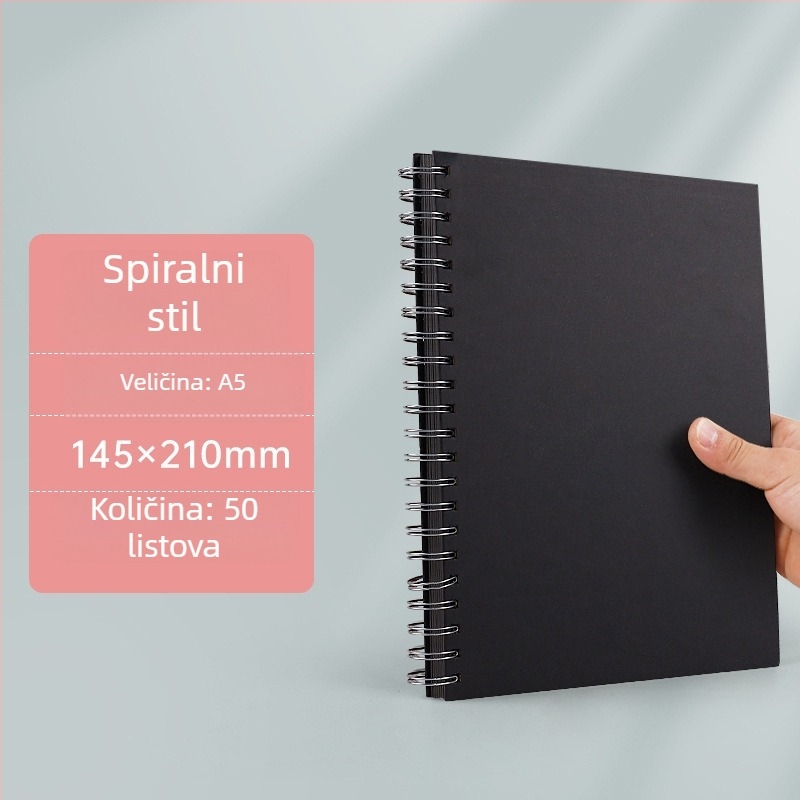 Otklopni foto-album s odvojivim listovima, A4 crne stranice, 16K ručno oslikane crne unutarnje stranice, DIY prstenasti povez, A5 foto-album za uspomene.