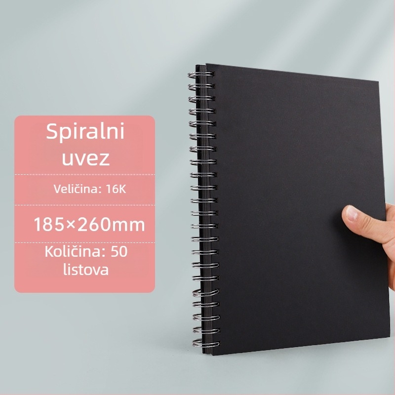 Otklopni foto-album s odvojivim listovima, A4 crne stranice, 16K ručno oslikane crne unutarnje stranice, DIY prstenasti povez, A5 foto-album za uspomene.