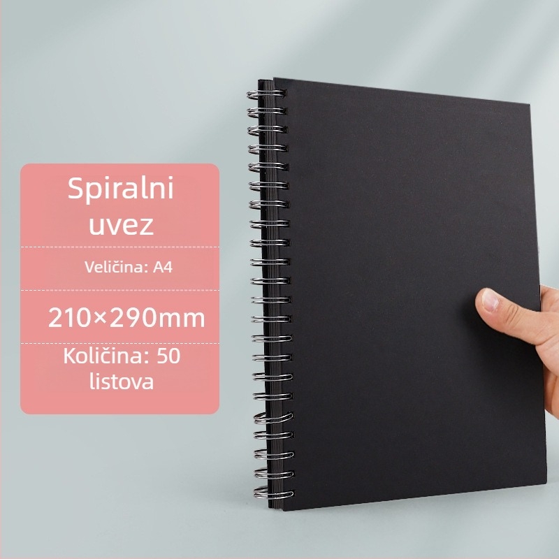 Otklopni foto-album s odvojivim listovima, A4 crne stranice, 16K ručno oslikane crne unutarnje stranice, DIY prstenasti povez, A5 foto-album za uspomene.