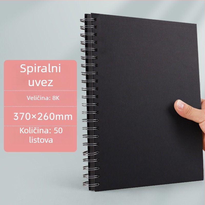 Otklopni foto-album s odvojivim listovima, A4 crne stranice, 16K ručno oslikane crne unutarnje stranice, DIY prstenasti povez, A5 foto-album za uspomene.