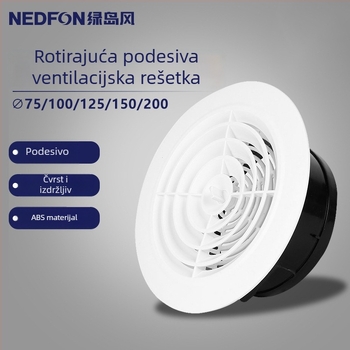 Okrugli podesivi unutarnji kuhinjski izlaz zraka, tih plastični kanal s teleskopskim dijelom