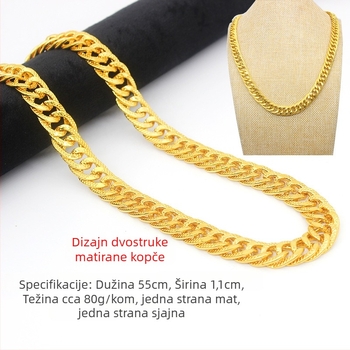 Lanac od metala s imitacijom zlata s očuvanjem boje, masivan, muški stil, pozlaćeni, novi model