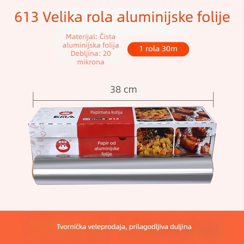 Aluminijski folijski papir i papir za pečenje za kuhanje i roštilj; za omatanje ribe; otporan na visoke temperature; pogodan za pećnicu i air fryer.