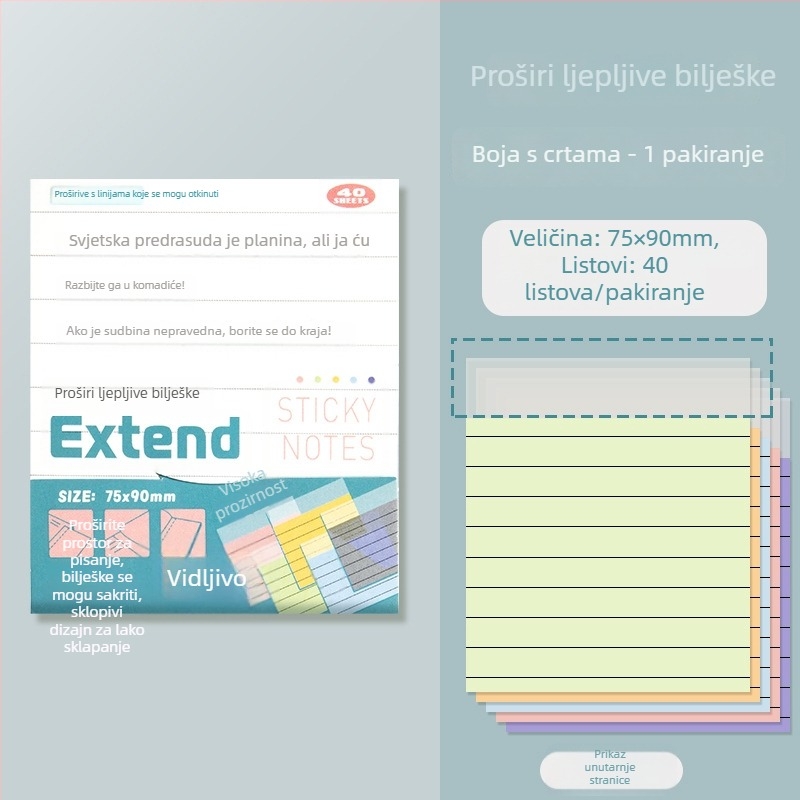 Prozirne proširive ljepljive bilješke koje ne prekrivaju stranicu, za studente, bilješke s predavanja, priprema za ispite