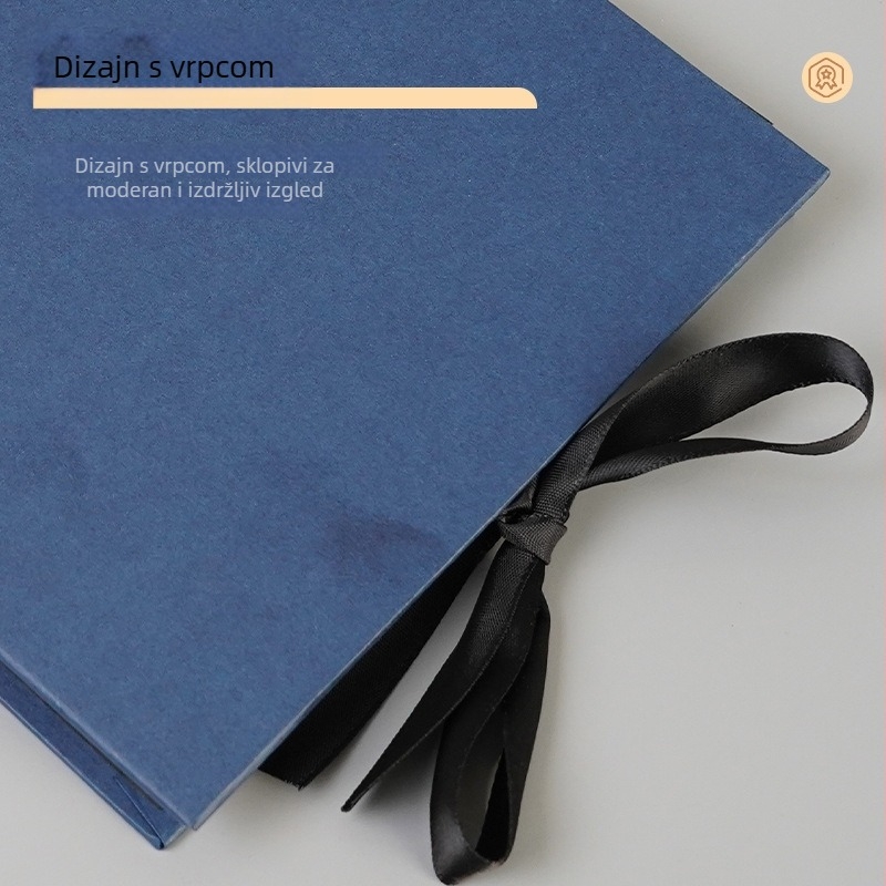 A5 vodoravni album s spiralnim povezom, korica od ručno izrađenog papira, DIY scrapbooking s mašnicom, 30 stranica