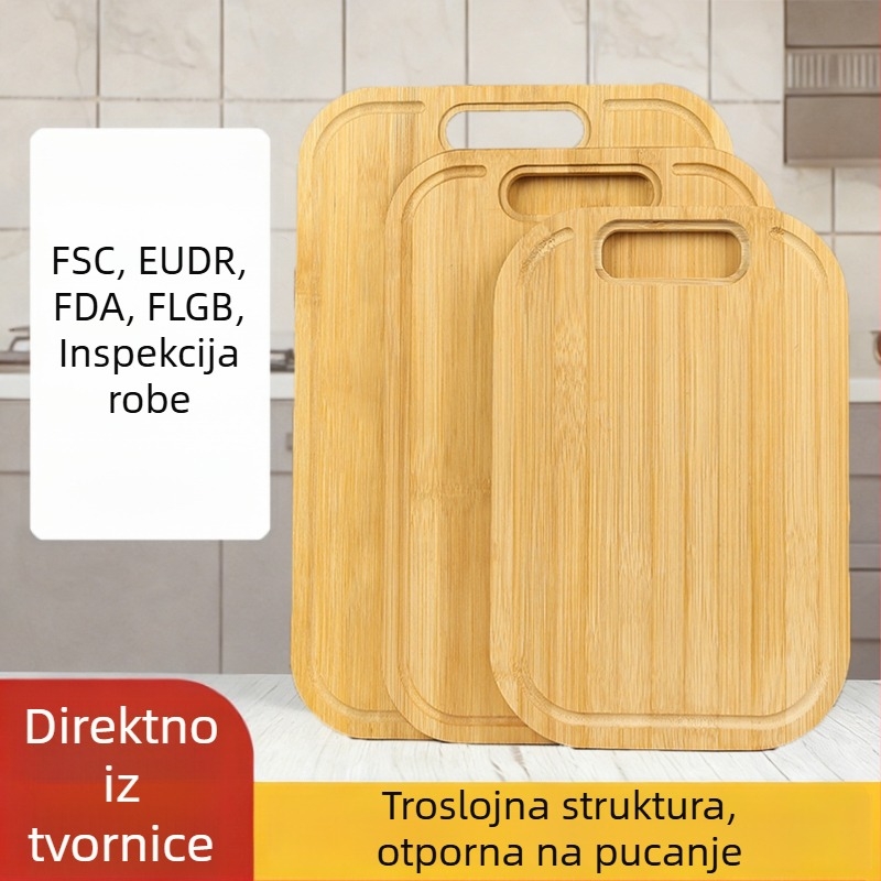 Dvostrana bambus ploča za rezanje za kućnu upotrebu, kineski stil kuhinje, debela bambus ploča za rezanje voća i povrća