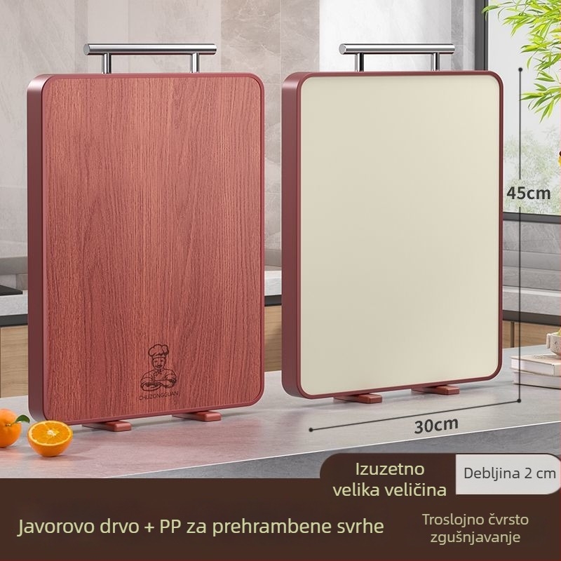 Daska za rezanje od ebenovog drveta, antibakterijska i otporna na plijesan, prehrambene klase, dvostrana, kuhinja.