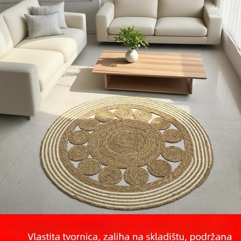 Ručni pleteni kružni tepih od prirodnih vlakana, za dnevni boravak i ulaz, tatami stil