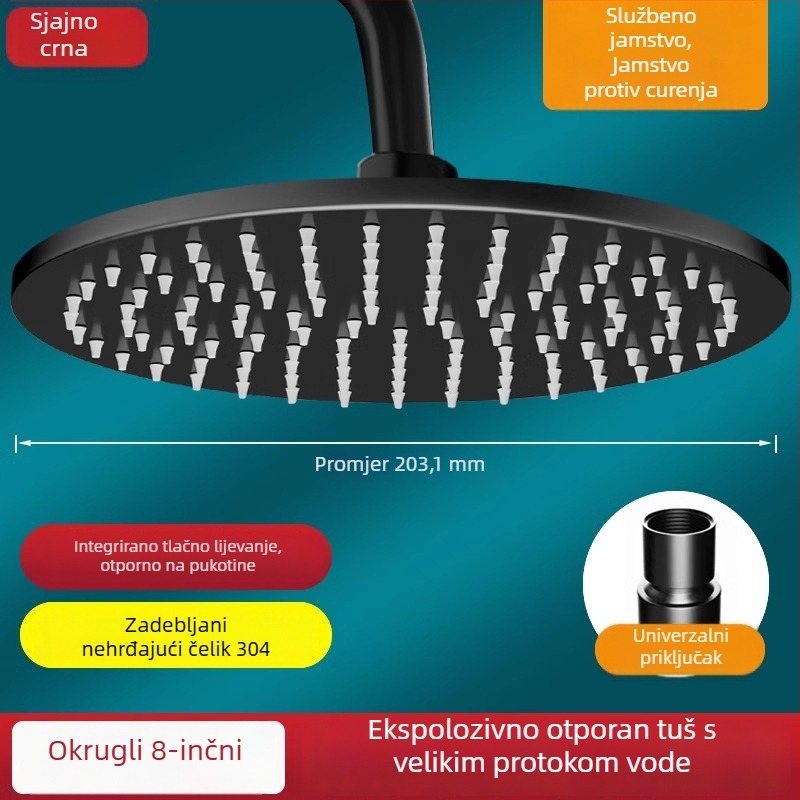 Kada od nehrđajućeg čelika 304, velika kišna glava, visoki tlak, okretna podrška, glava s jednim izlazom
