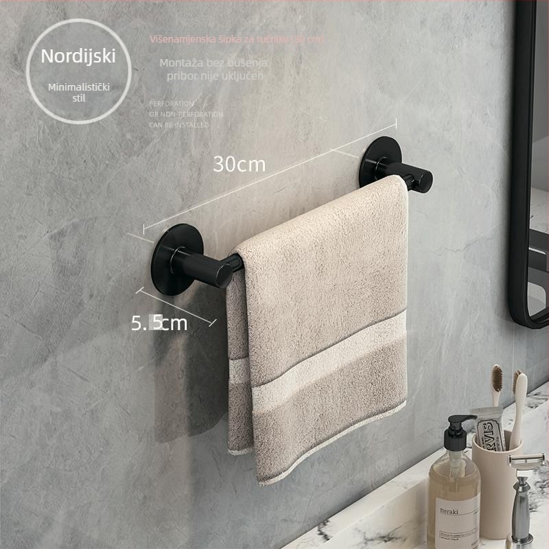 Zidni stalak za ručnike bez bušenja, 80 cm, aluminijska legura, set od 2 komada