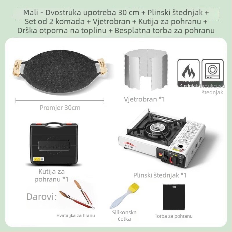 Vanjska tava za roštilj za kućnu indukciju, korejska BBQ ploča, prijenosna željezna tava za kampiranje