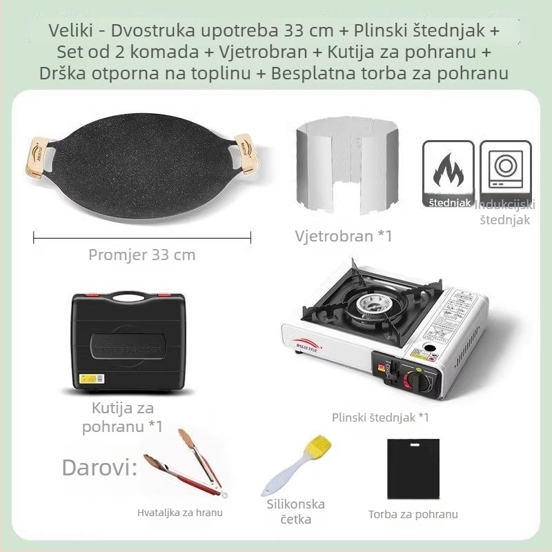 Vanjska tava za roštilj za kućnu indukciju, korejska BBQ ploča, prijenosna željezna tava za kampiranje