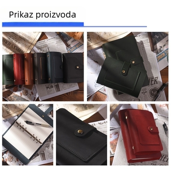 Kožni bilježnica u retro stilu, format A6/A7, Crazy Horse koža, kopča s pretincem za kartice