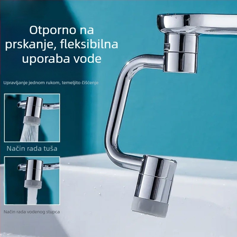 Nehrđajući čelik, univerzalno okretno rame slavine s aeratorom, produženje raspršivanja i filtr