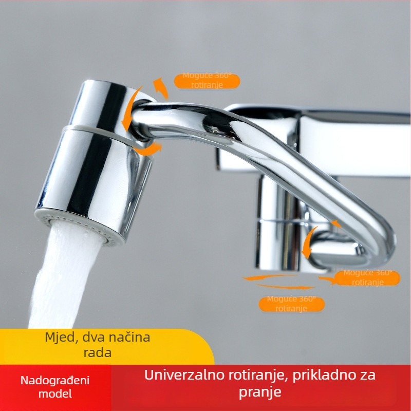 Nehrđajući čelik, univerzalno okretno rame slavine s aeratorom, produženje raspršivanja i filtr