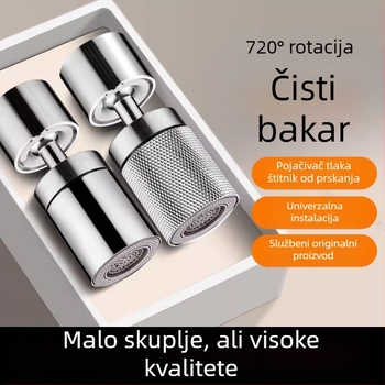 Nerđajući čelična kuhinjska slavina s anti-splash mlaznicom, univerzalnim priključkom i 360° okretivnim produženjem