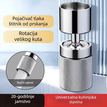 Nerđajući čelična kuhinjska slavina s anti-splash mlaznicom, univerzalnim priključkom i 360° okretivnim produženjem