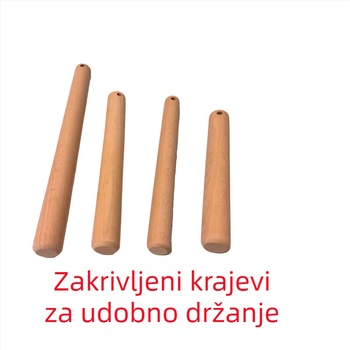 Valjak za tijesto od bukovine s rupom za vješanje, drveni valjak za kućnu i komercijalnu pečenje, mogućnost tiskanja teksta logotipa