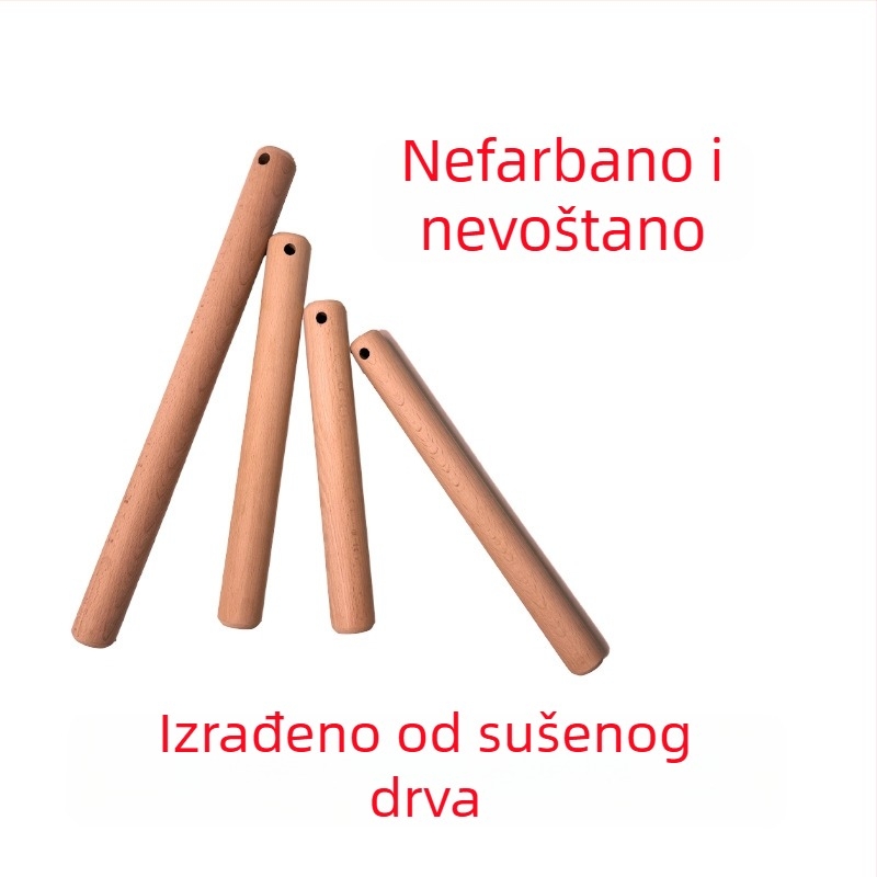 Valjak za tijesto od bukovine s rupom za vješanje, drveni valjak za kućnu i komercijalnu pečenje, mogućnost tiskanja teksta logotipa