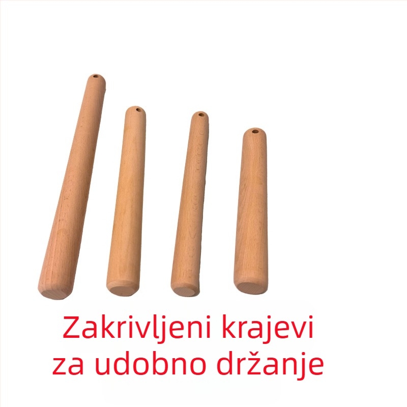 Valjak za tijesto od bukovine s rupom za vješanje, drveni valjak za kućnu i komercijalnu pečenje, mogućnost tiskanja teksta logotipa