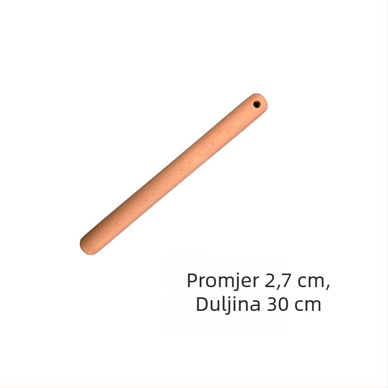 Valjak za tijesto od bukovine s rupom za vješanje, drveni valjak za kućnu i komercijalnu pečenje, mogućnost tiskanja teksta logotipa