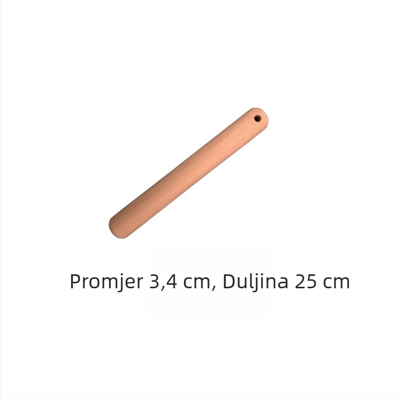 Valjak za tijesto od bukovine s rupom za vješanje, drveni valjak za kućnu i komercijalnu pečenje, mogućnost tiskanja teksta logotipa