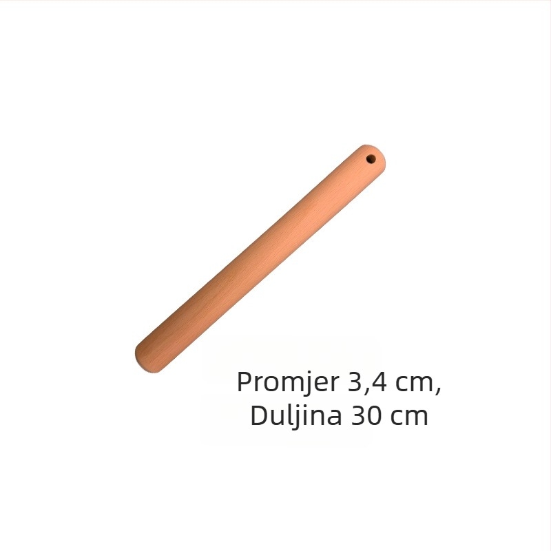 Valjak za tijesto od bukovine s rupom za vješanje, drveni valjak za kućnu i komercijalnu pečenje, mogućnost tiskanja teksta logotipa