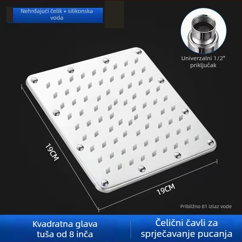 Snažna visokotlačna velika kišna tuš glava, gornji raspršivač, jednohlavá glava, od nehrđajućeg čelika