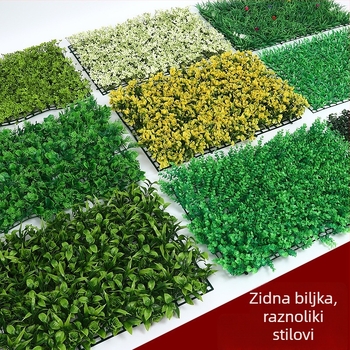 3D zidni panel s umjetnim biljem, zelena zidna dekoracija i umjetno travnjaće, plastični zidni panel