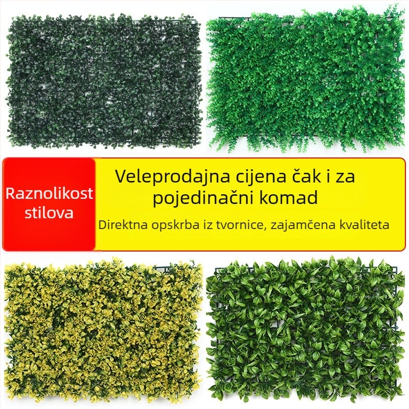 3D zidni panel s umjetnim biljem, zelena zidna dekoracija i umjetno travnjaće, plastični zidni panel