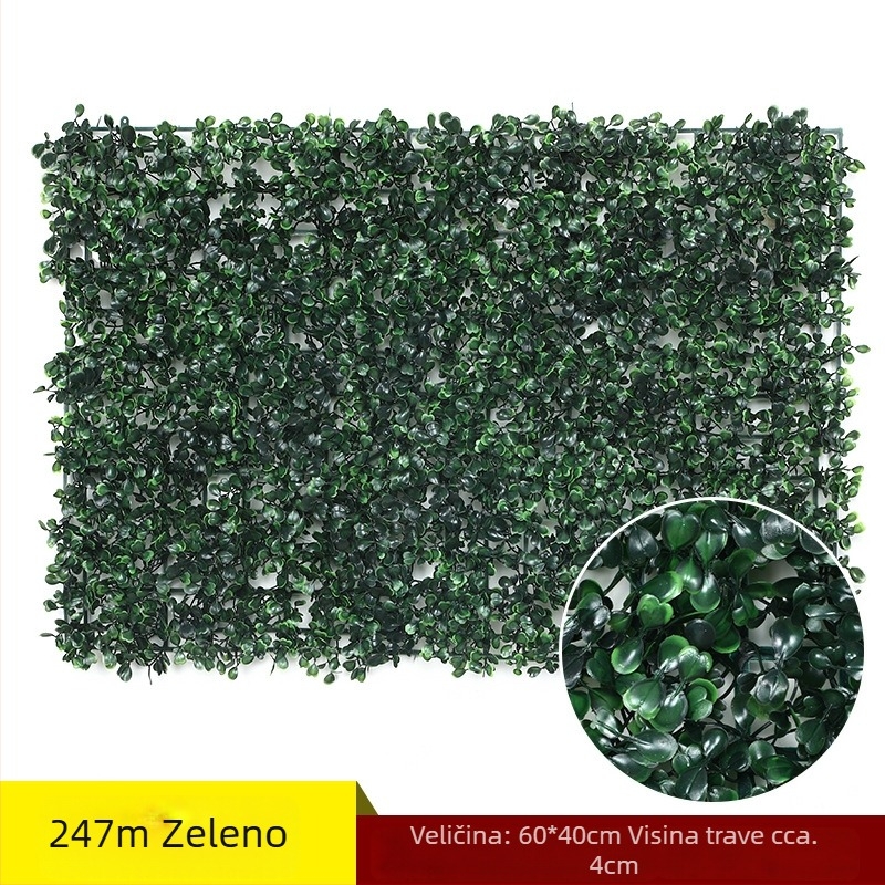 3D zidni panel s umjetnim biljem, zelena zidna dekoracija i umjetno travnjaće, plastični zidni panel