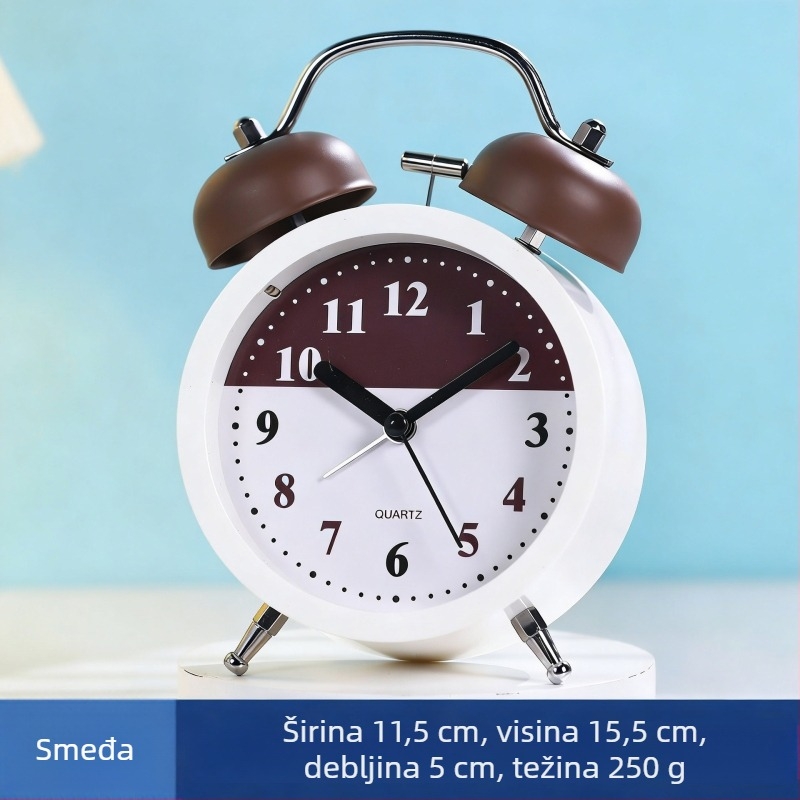 Nova minimalistička metalna budilica, retro okrugli stolni sat s tihim pogonom i brojčanim ciframa, budilica visokog zvuka za studentske domove