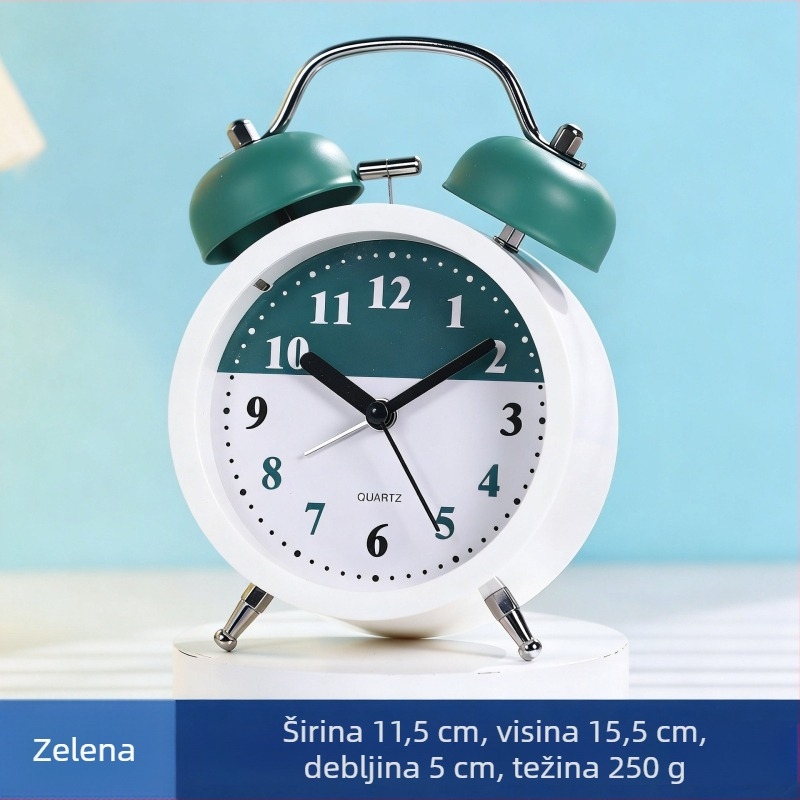 Nova minimalistička metalna budilica, retro okrugli stolni sat s tihim pogonom i brojčanim ciframa, budilica visokog zvuka za studentske domove
