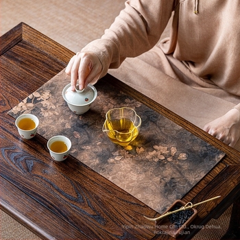 Zen inspirirani čajni stolni runner od Xiangyun vlakana, dvostrani, rustikalni stari materijal