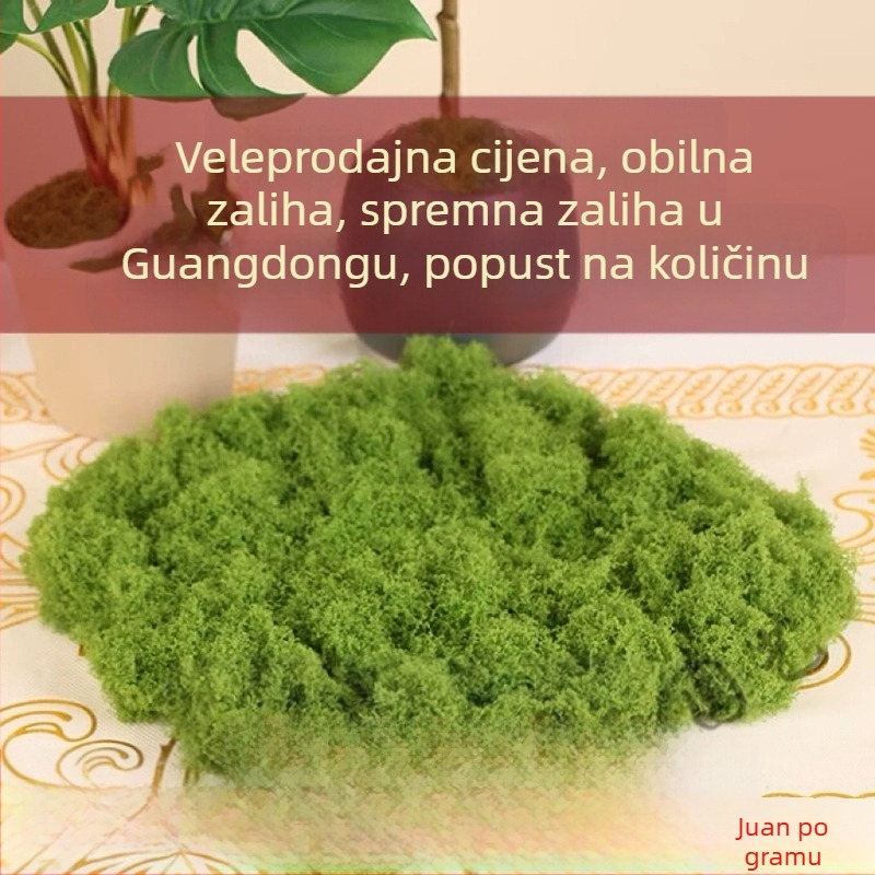 Umjetni mah za uređenje okoliša, dekorativni sintetički travnjak i zelene biljke, mikro pejzažni elementi, baršunasti izgled, visok realizam