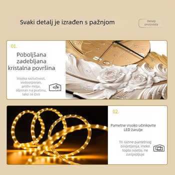 2026 novi model zidnog sata za dnevni boravak s pozadinom televizora, lagani luksuz, tih mehanizam, elegantan kućni sat