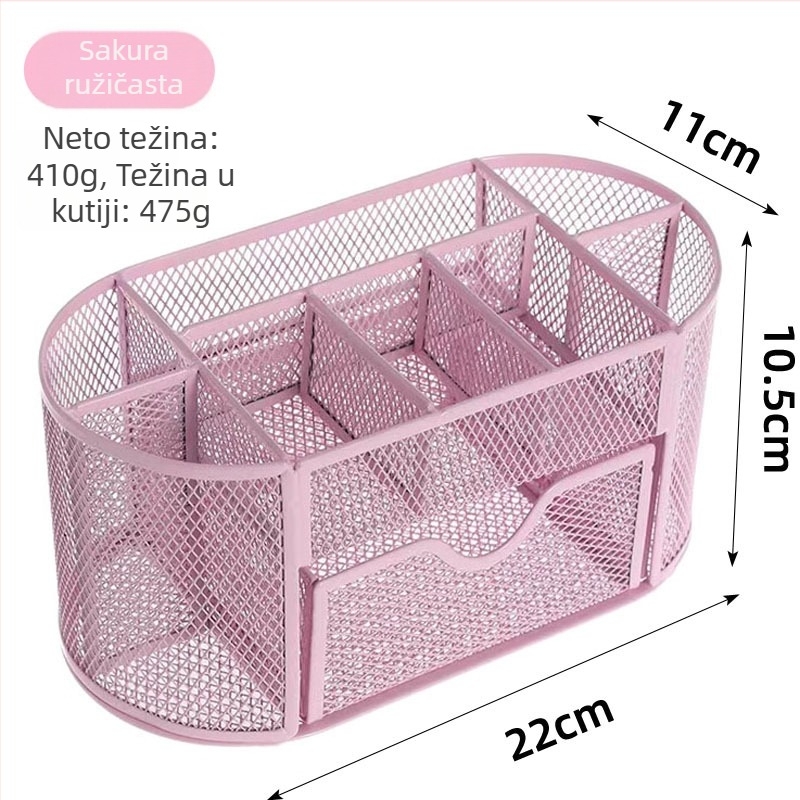 Kružni metalni držač za olovke s devet odjeljaka, velika kapaciteta, stolni organizator, elegantan dizajn