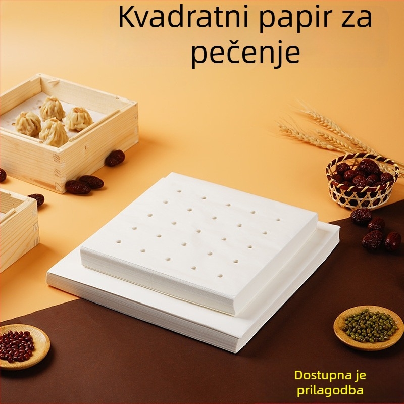 Parni papir – pravokutni i kvadratni, neprijanjajući, papir s uljem silikona za parenje peciva i kruha