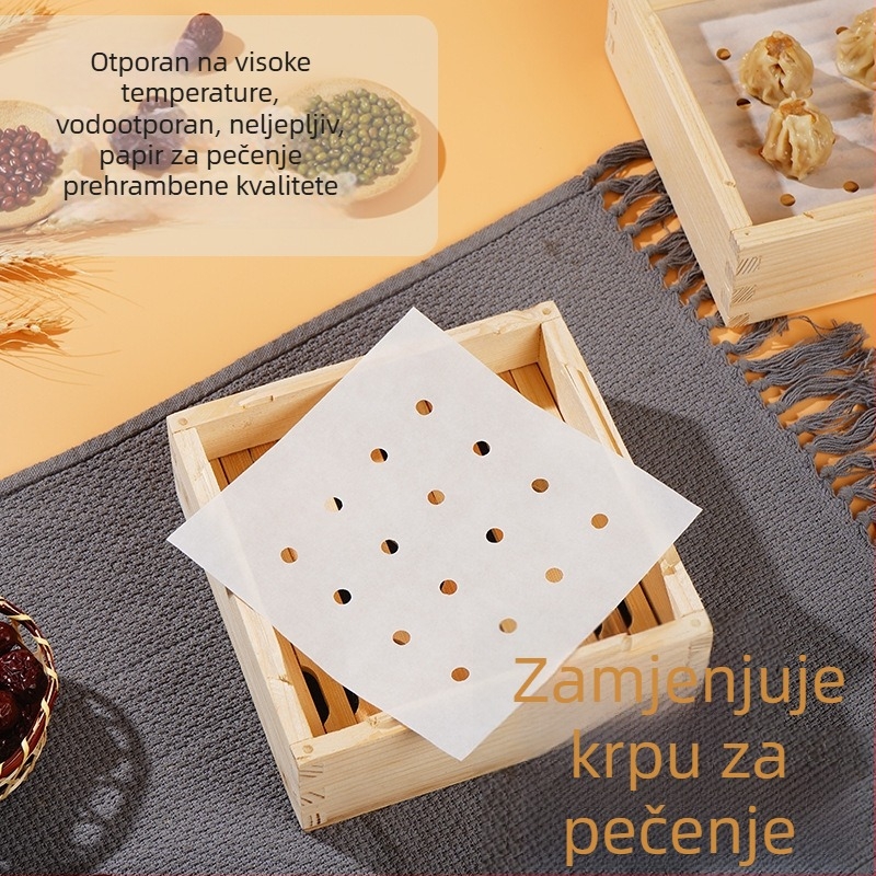 Parni papir – pravokutni i kvadratni, neprijanjajući, papir s uljem silikona za parenje peciva i kruha