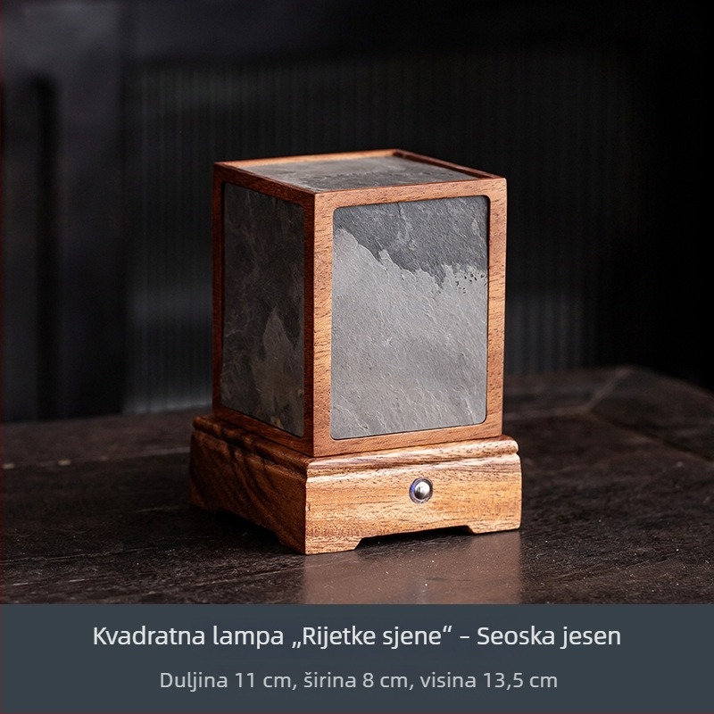Lampa od orašćevog drveta za čajnu sobu, atmosfera lampa za smještaj, Zen svjetiljka dekor, kamena stolna lampa